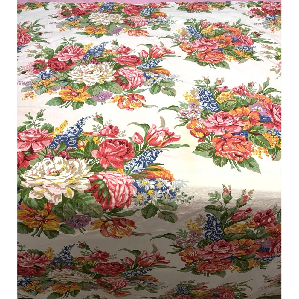 Vtg Ralph Lauren Southampton Shower Curtain Beach House Cotton Floral 66" x 70"